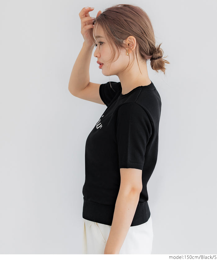 コカ coca シャリ感レーヨンロゴ刺繍ニット （Gray） Gray