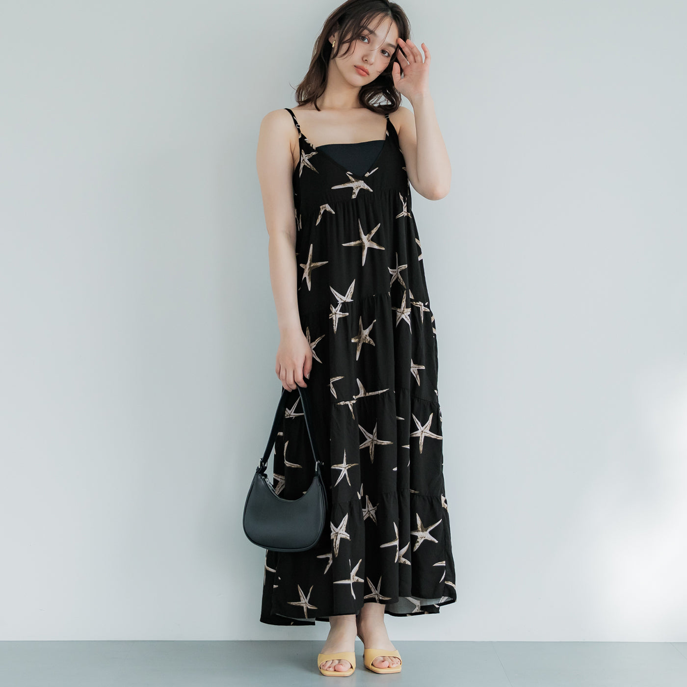 コカ coca 柄ティアードワンピース （Black） Black
