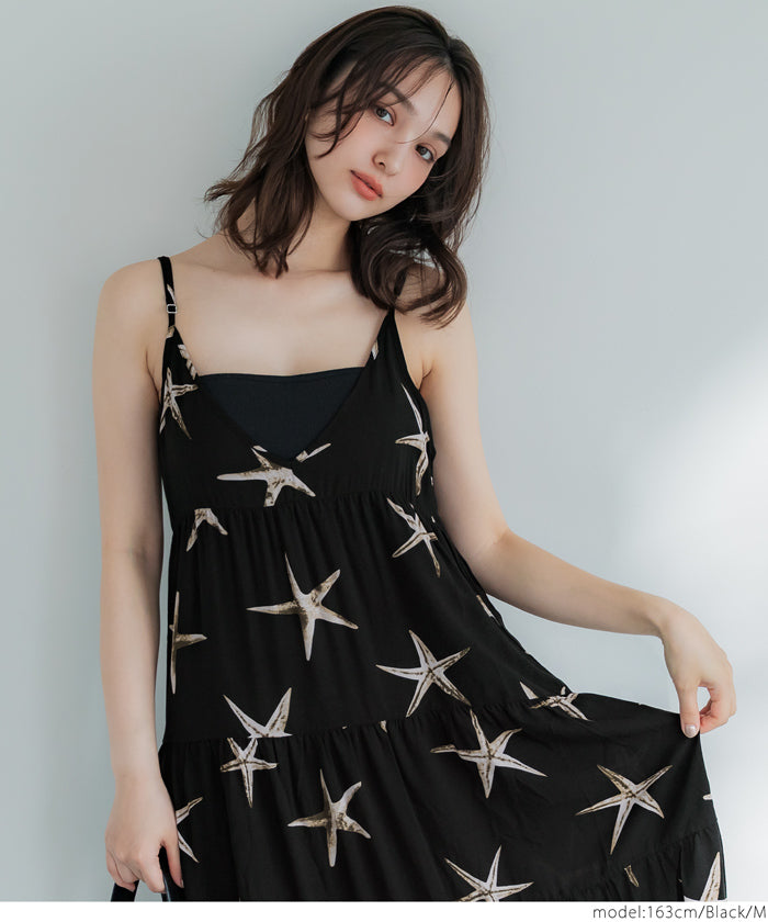 コカ coca 柄ティアードワンピース （Black） Black