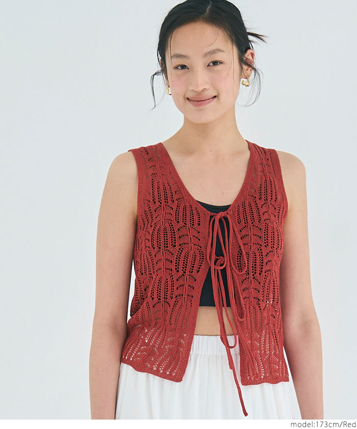 コカ coca リボンクロシェタンクトップ （Red） Red