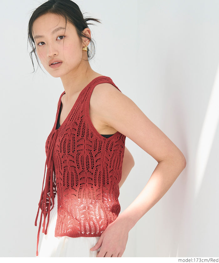 コカ coca リボンクロシェタンクトップ （Red） Red