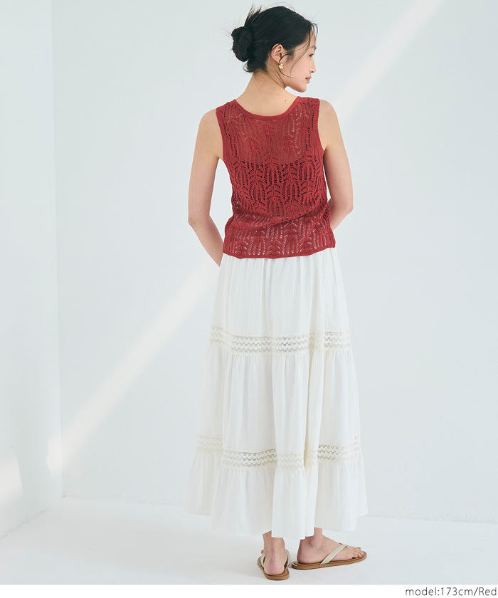 コカ coca リボンクロシェタンクトップ （Red） Red