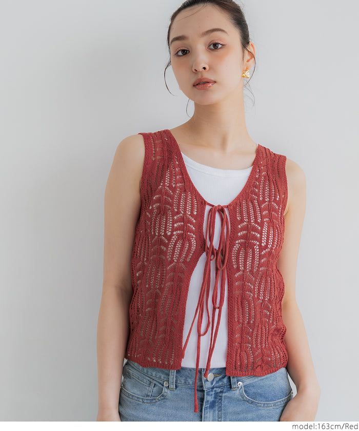 コカ coca リボンクロシェタンクトップ （Red） Red