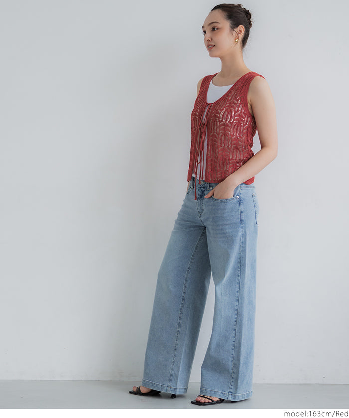 コカ coca リボンクロシェタンクトップ （Red） Red