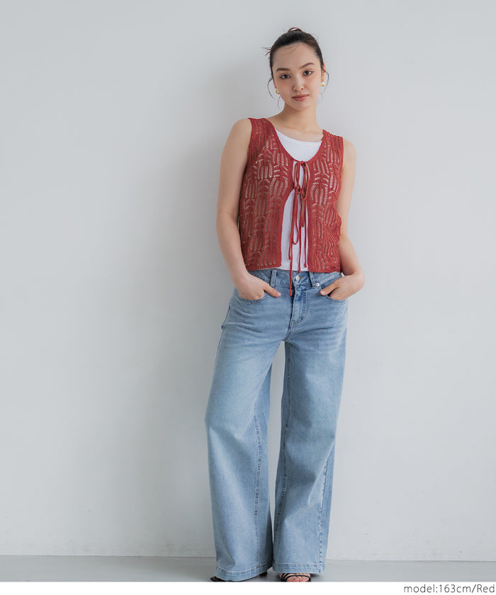 コカ coca リボンクロシェタンクトップ （Red） Red