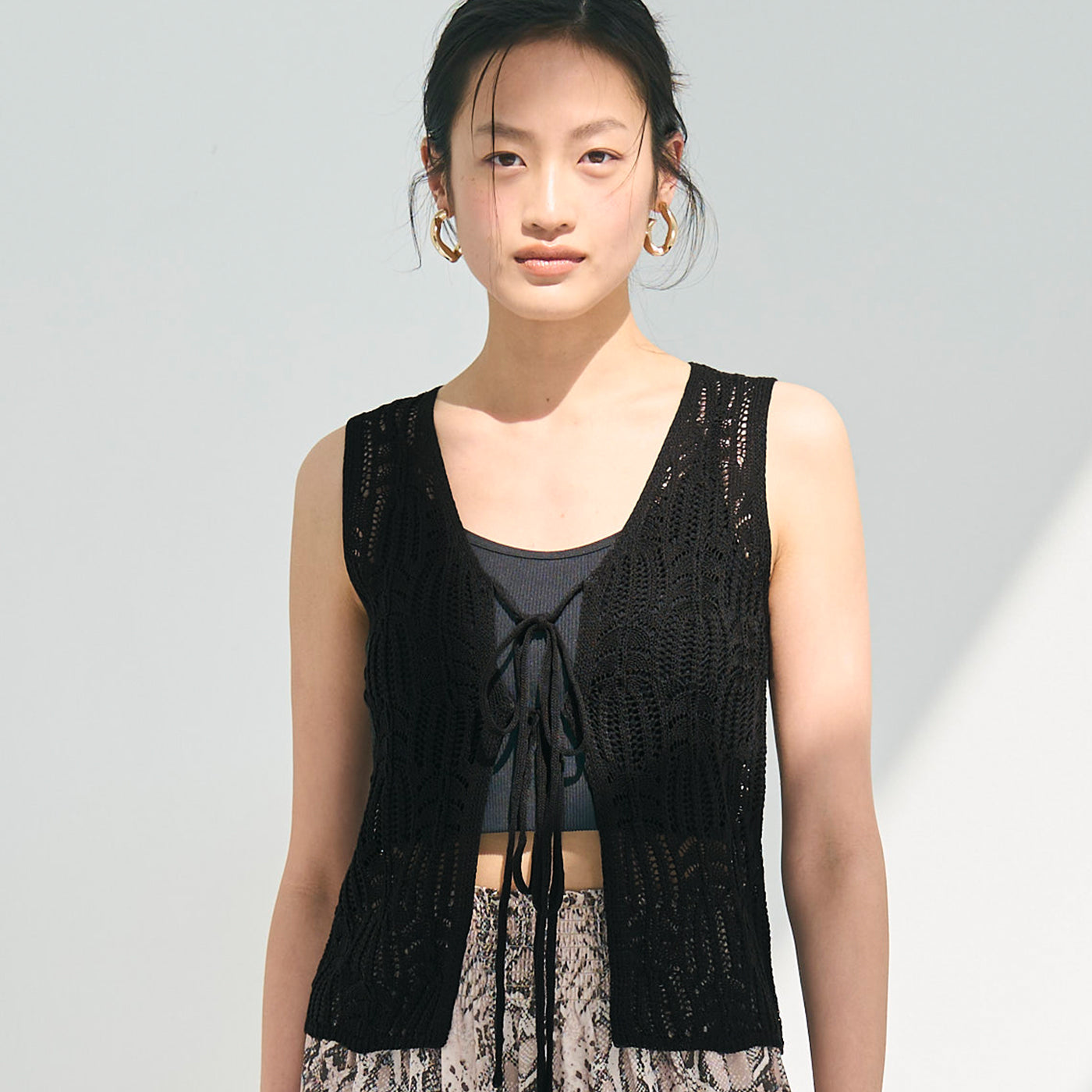 コカ coca リボンクロシェタンクトップ （Black） Black