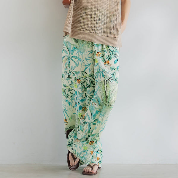 coca rayon botanical pattern pants
