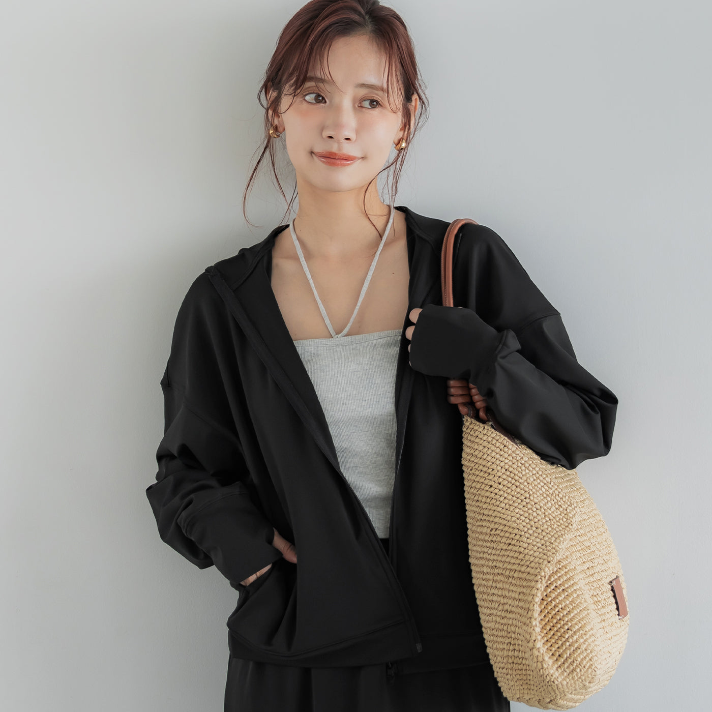 コカ coca 水陸両用ラッシュガードパーカー （Black） Black