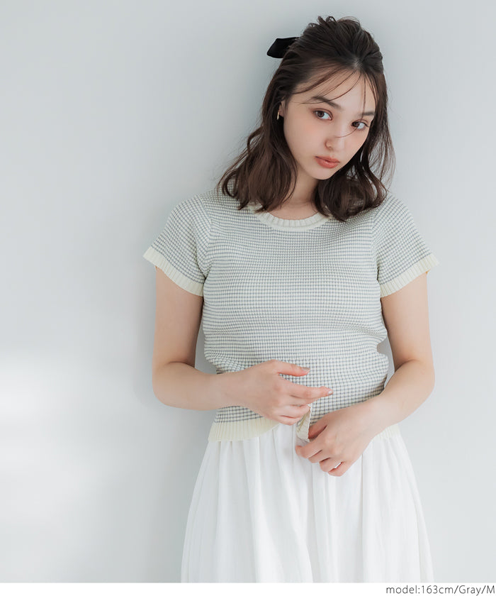 コカ coca ボーダーコンパクトニットトップス （Black） Black
