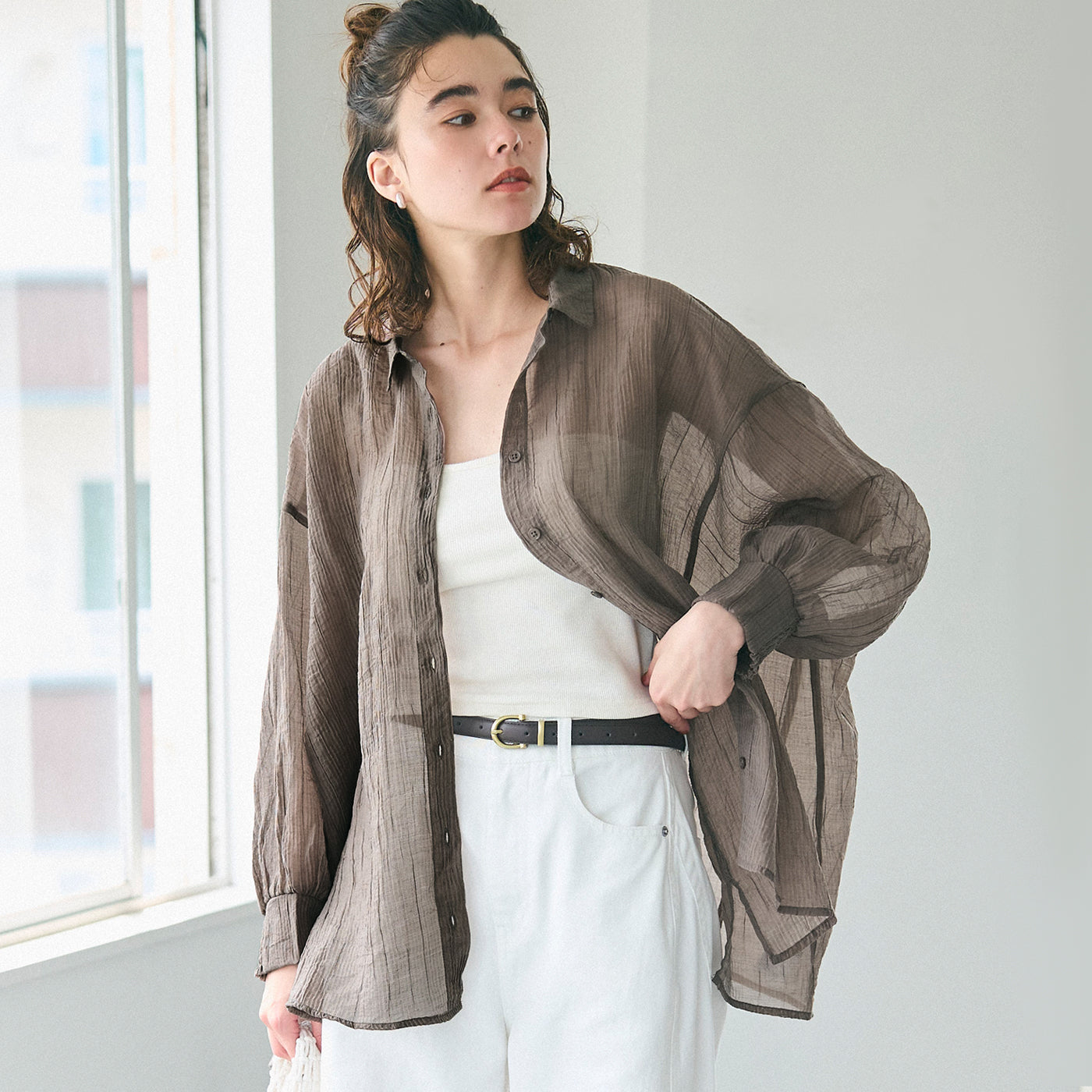 コカ coca シアービッグシャツ （Khaki） Khaki