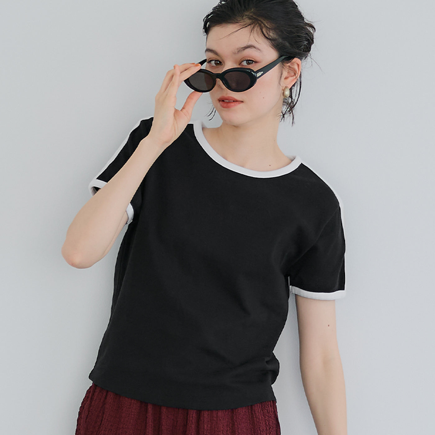 コカ coca スムースコンパクトリンガーTシャツ （Black） Black