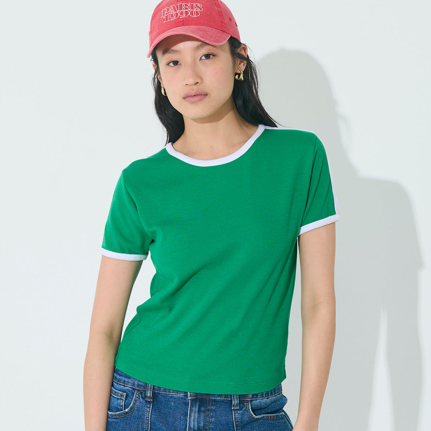 コカ coca スムースコンパクトリンガーTシャツ （Green） Green