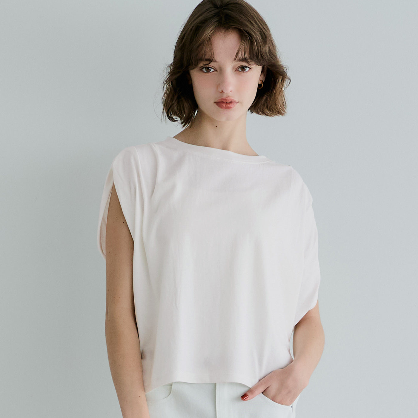 コカ coca 袖タックTシャツ （White） White