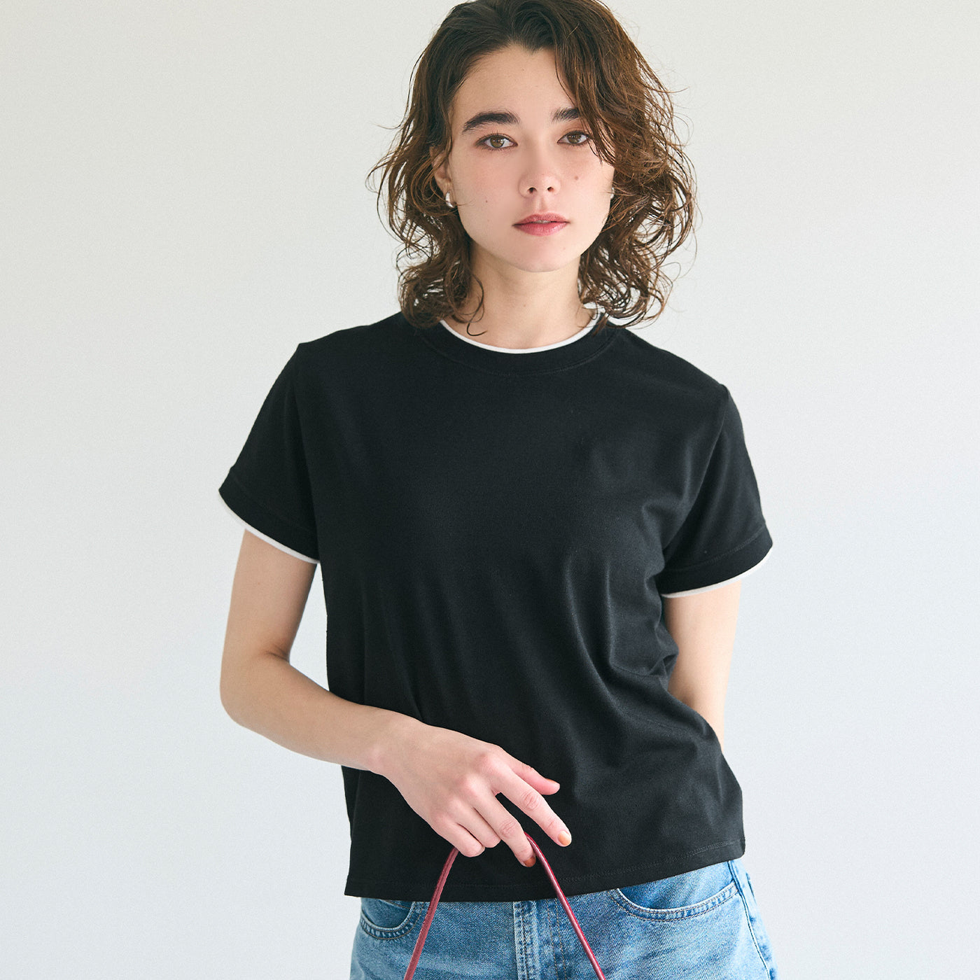 コカ coca レイヤード半袖トップス （Black） Black