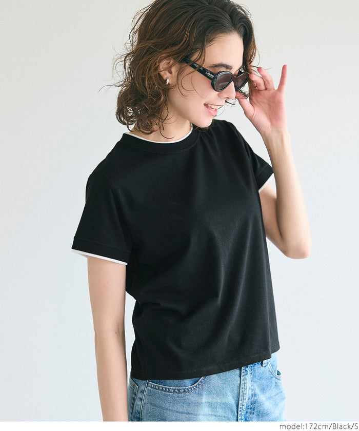 コカ coca レイヤード半袖トップス （Black） Black