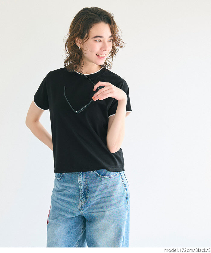 コカ coca レイヤード半袖トップス （Black） Black