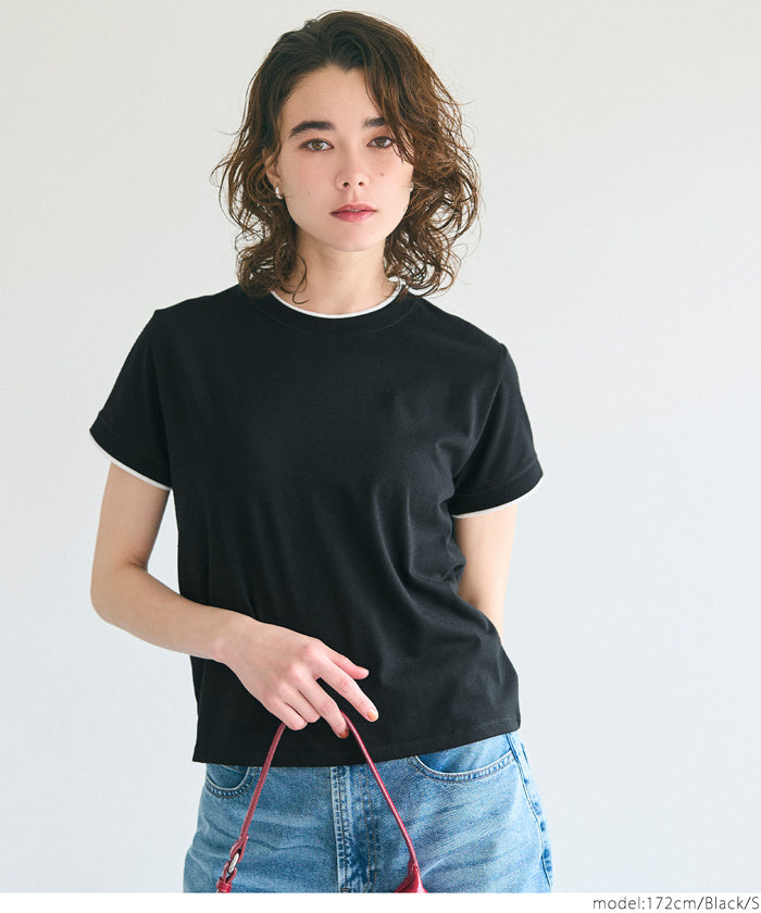 コカ coca レイヤード半袖トップス （Black） Black