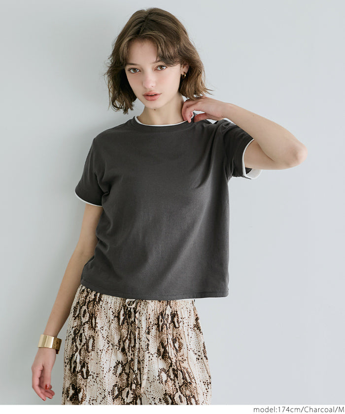 コカ coca レイヤード半袖トップス （Black） Black