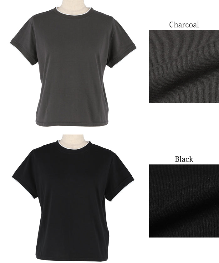 コカ coca レイヤード半袖トップス （Black） Black