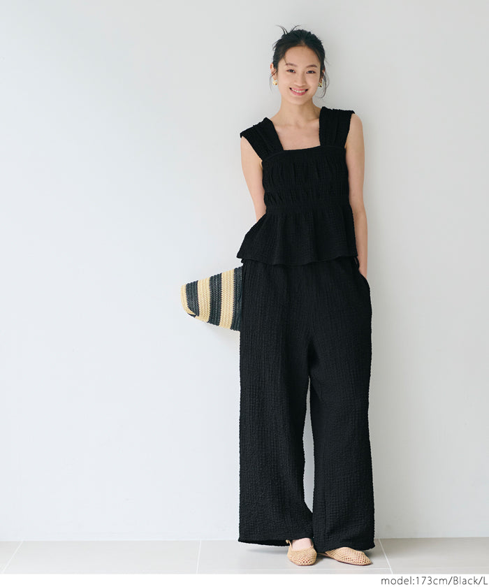 コカ coca クロスシャーリングサイドリボンパンツ （Black） Black