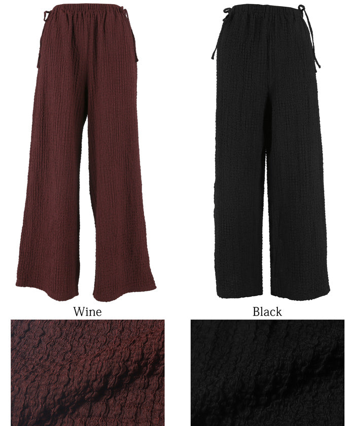 コカ coca クロスシャーリングサイドリボンパンツ （Black） Black