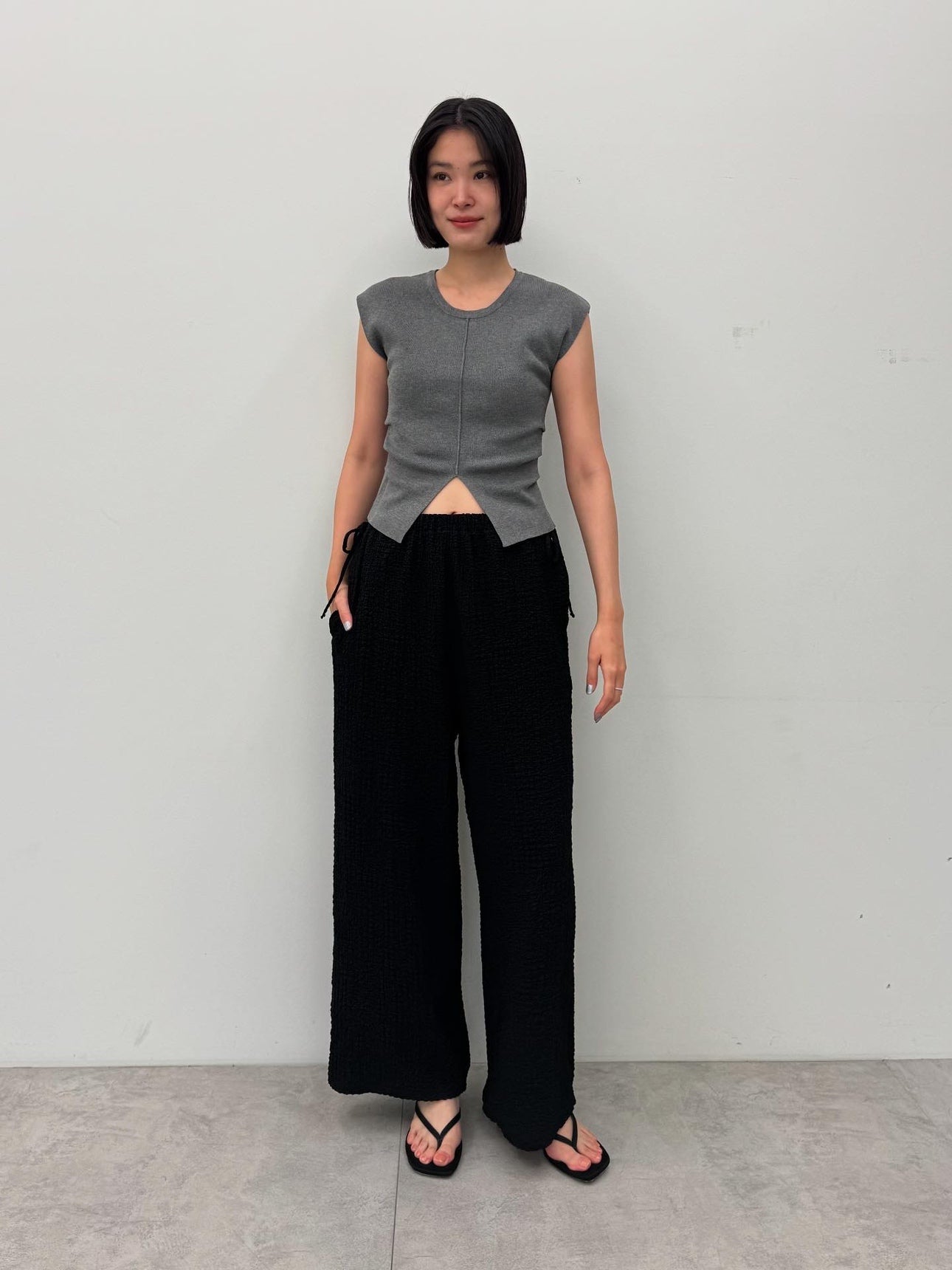 コカ coca クロスシャーリングサイドリボンパンツ （Black） Black