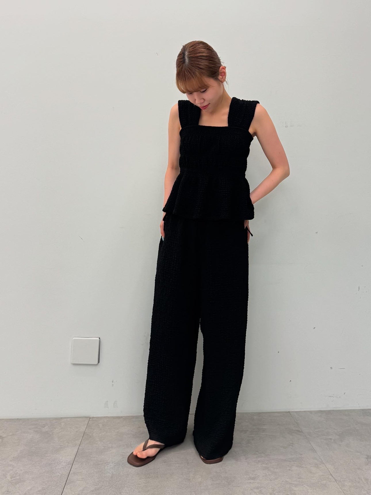 コカ coca クロスシャーリングサイドリボンパンツ （Black） Black