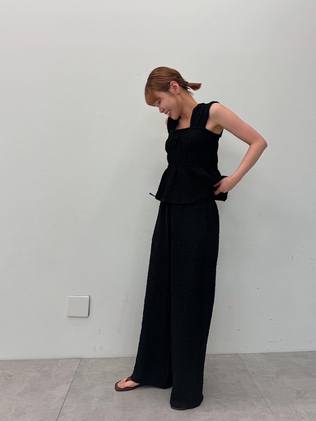 コカ coca クロスシャーリングサイドリボンパンツ （Black） Black