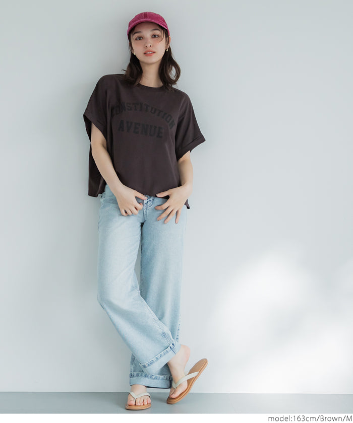 コカ coca レギュラーウェイトロールアップロゴTシャツ （Brown） Brown