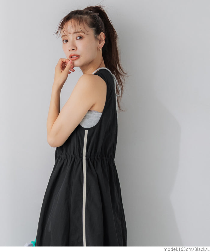 コカ coca ナイロンワッシャーサイドラインドレス （Black） Black