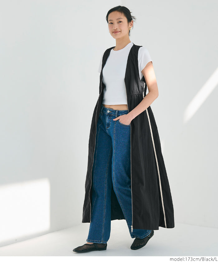 コカ coca ナイロンワッシャーサイドラインドレス （Black） Black