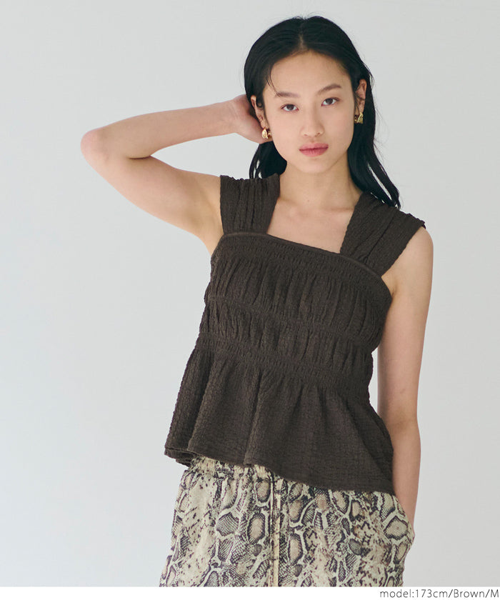 コカ coca クロスシボシャーリングトップス （Brown） Brown