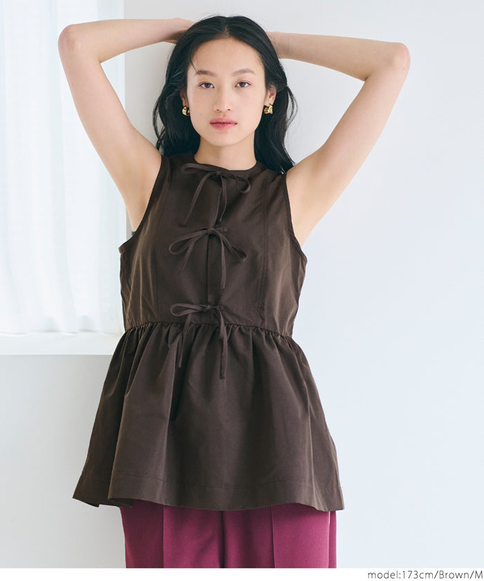コカ coca ノースリーブリボンブラウス （Brown） Brown