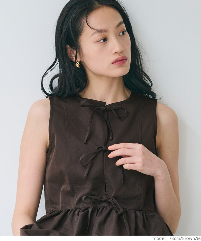 コカ coca ノースリーブリボンブラウス （Brown） Brown