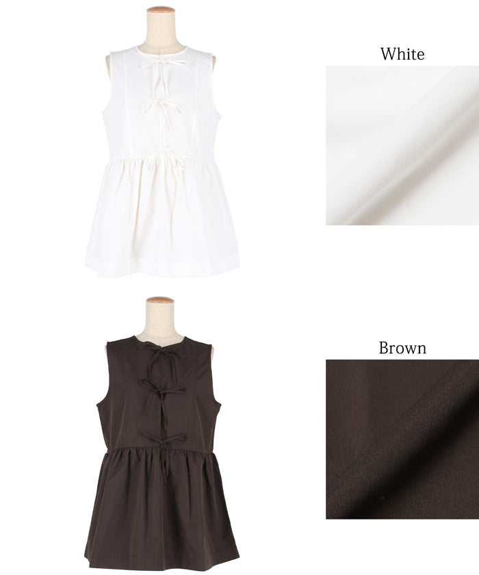 コカ coca ノースリーブリボンブラウス （Brown） Brown