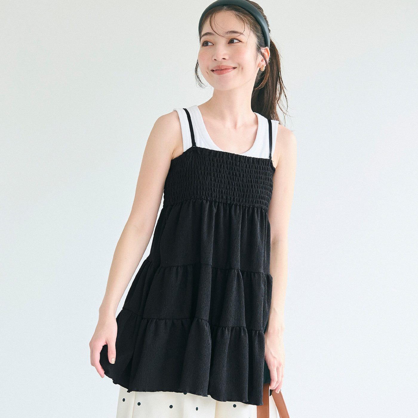 コカ coca クレープシャーリングキャミチュニック （Black） Black