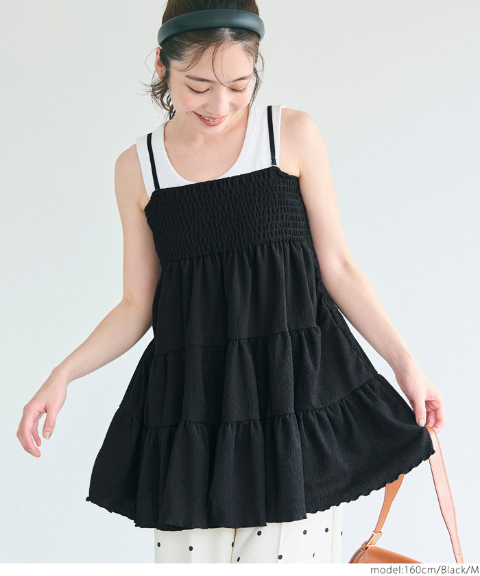 コカ coca クレープシャーリングキャミチュニック （Black） Black