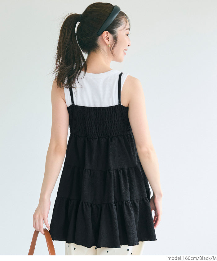 コカ coca クレープシャーリングキャミチュニック （Black） Black