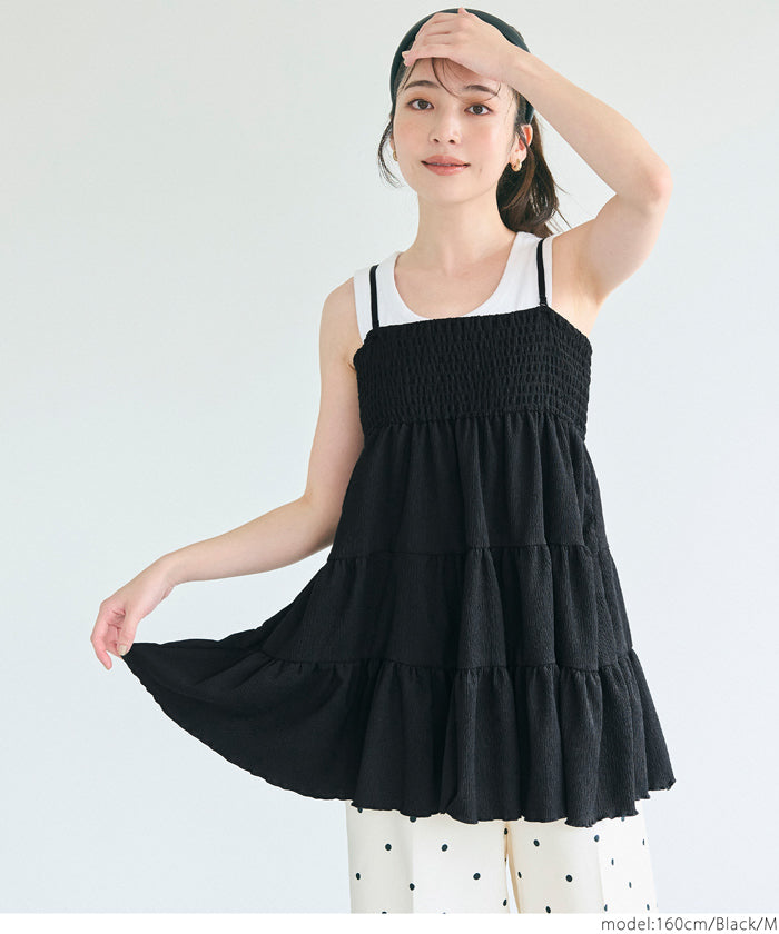 コカ coca クレープシャーリングキャミチュニック （Black） Black