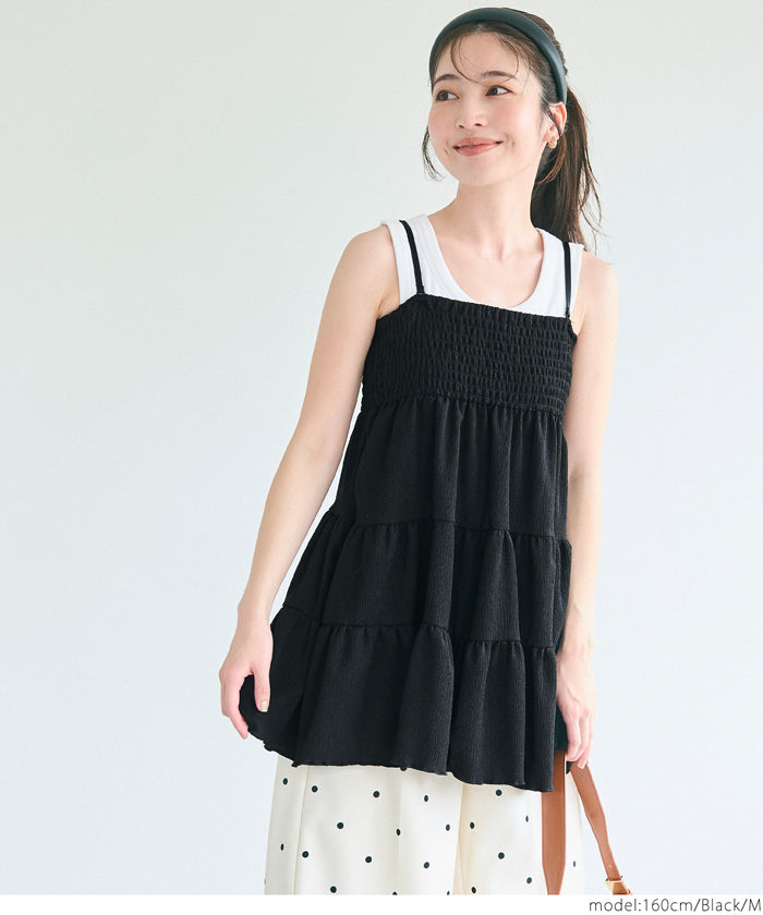 コカ coca クレープシャーリングキャミチュニック （Black） Black