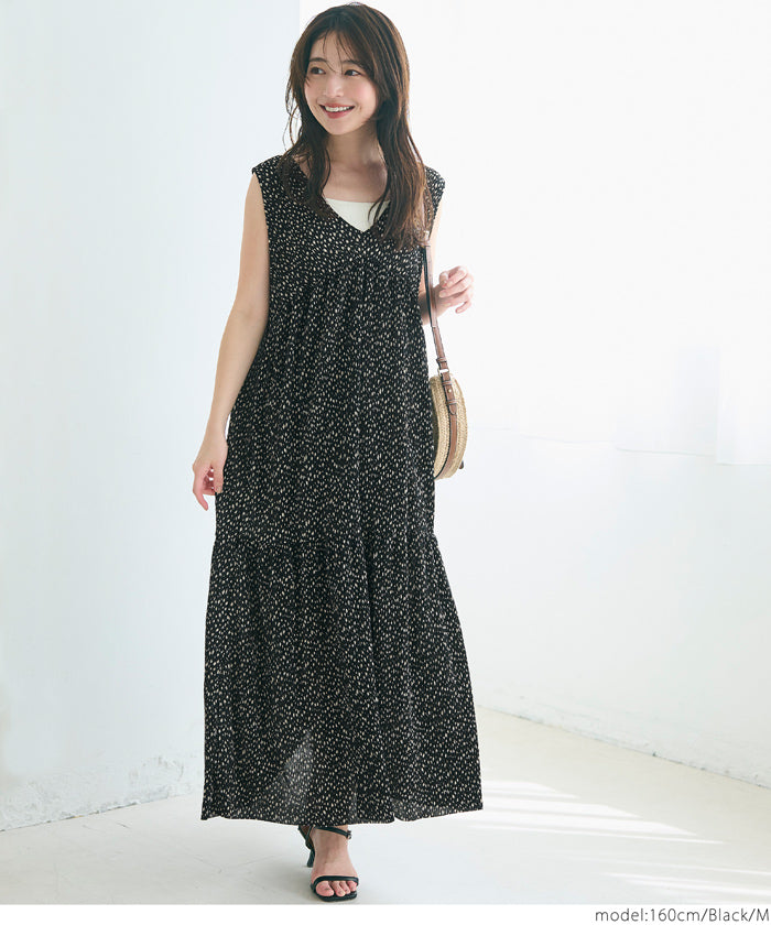 コカ coca プリーツVネックワンピース （Black） Black