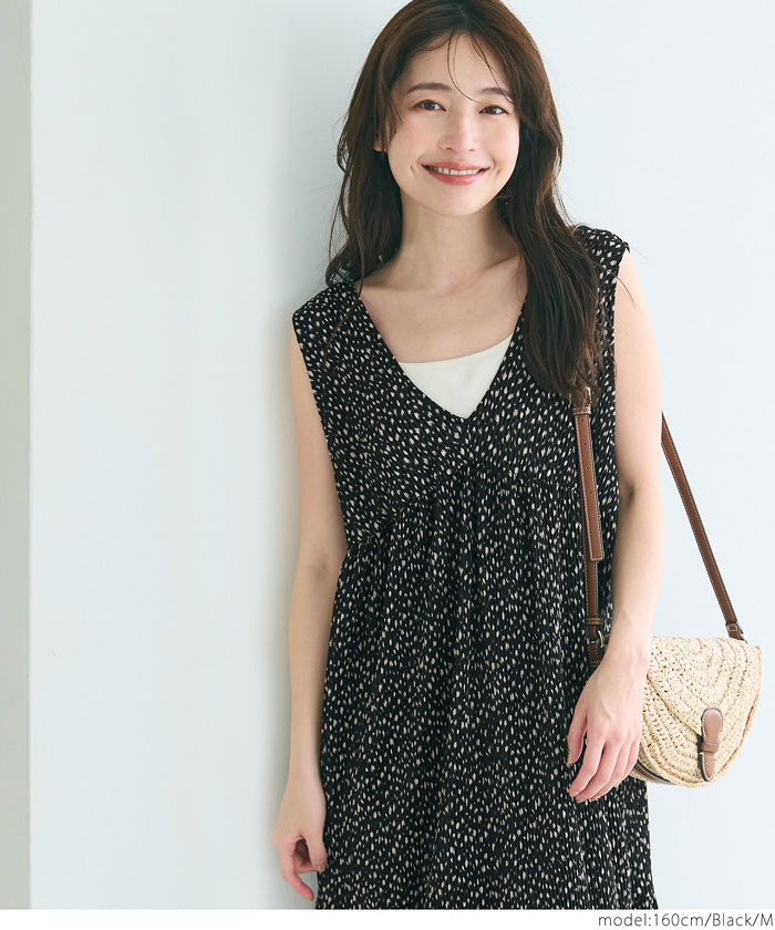 コカ coca プリーツVネックワンピース （Black） Black