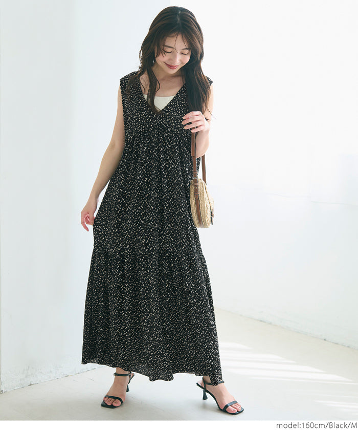 コカ coca プリーツVネックワンピース （Black） Black