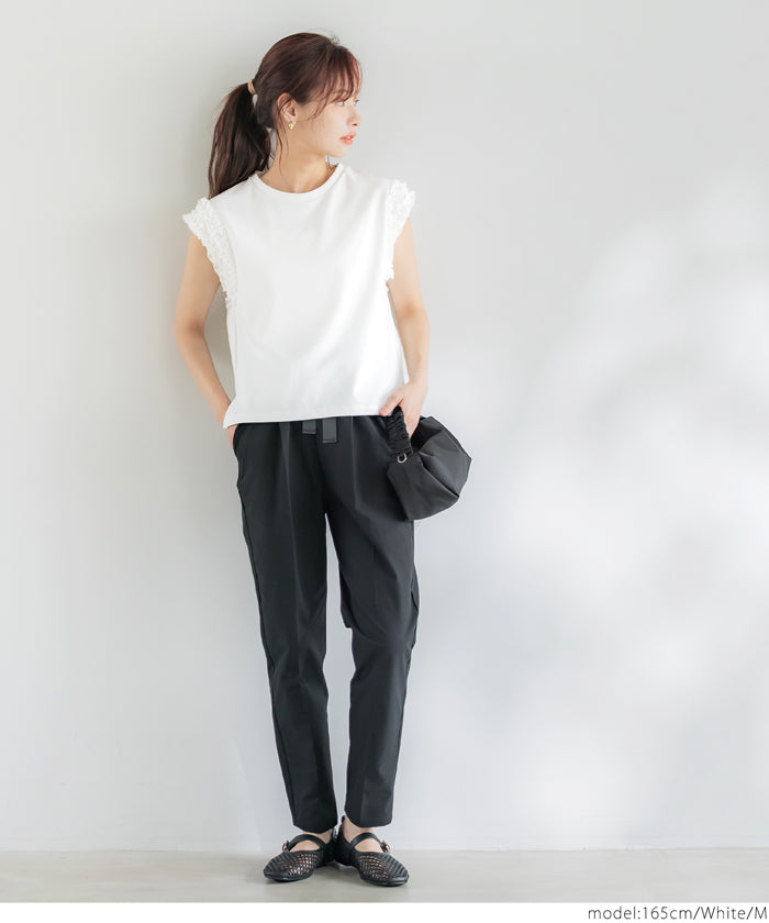 コカ coca 肩フリルノースリーブTシャツ （White） White