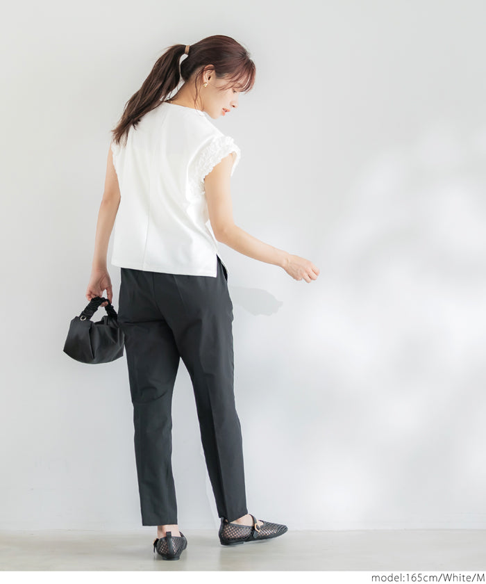 コカ coca 肩フリルノースリーブTシャツ （White） White