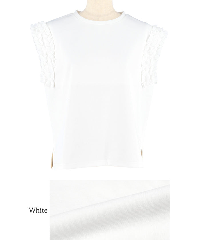 コカ coca 肩フリルノースリーブTシャツ （White） White