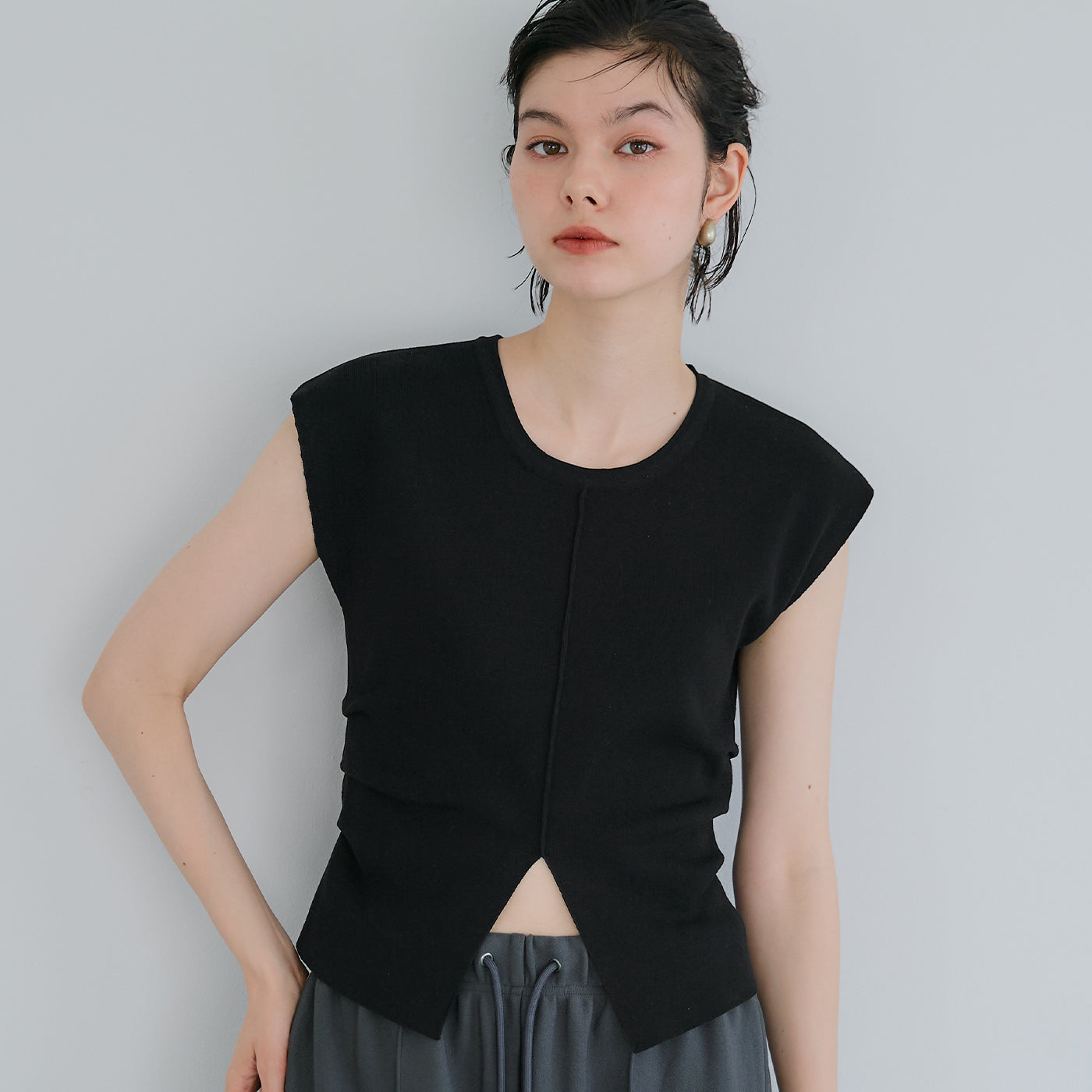 コカ coca フロントスリットニット （Black） Black