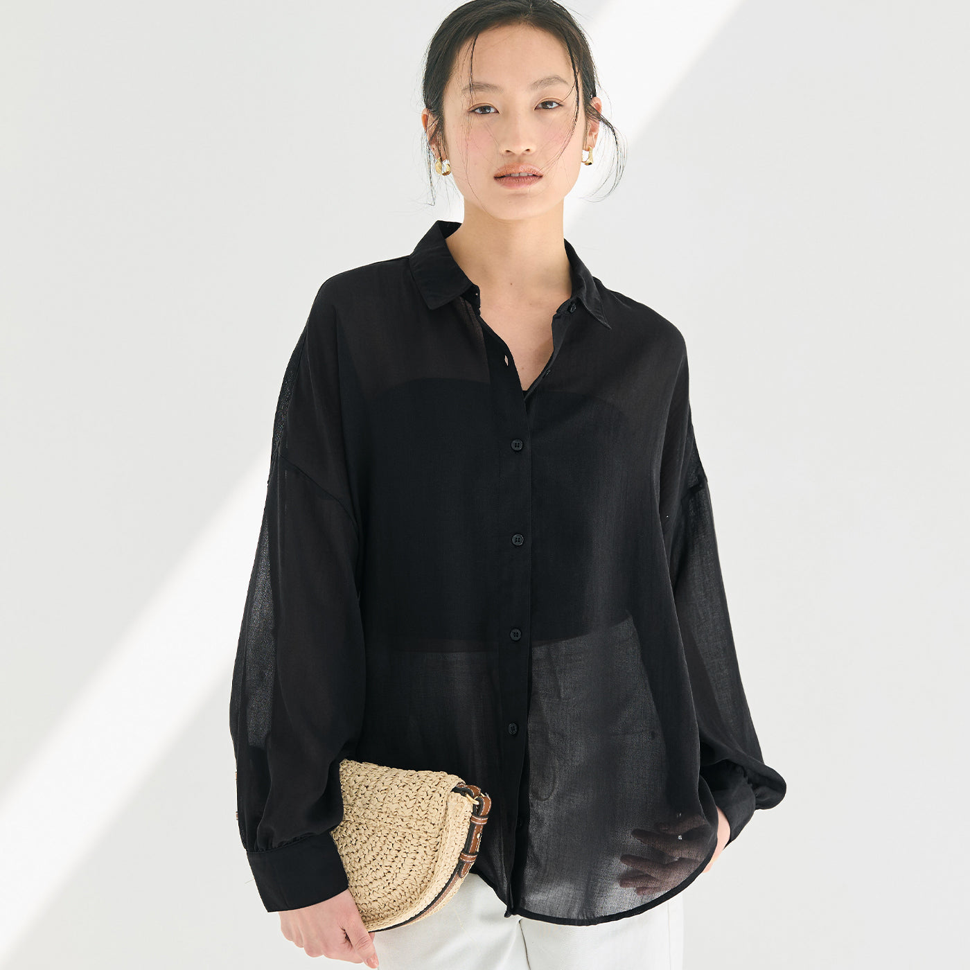 コカ coca ポリエステルボイルシャツ （Black） Black