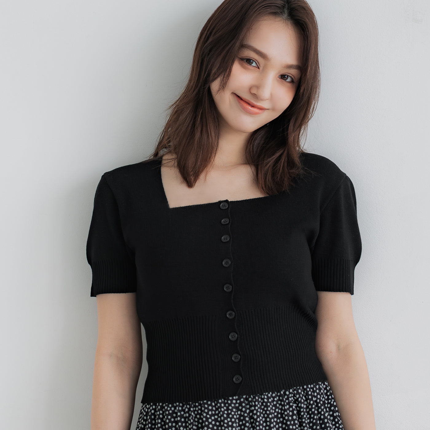 コカ coca ボタンニットカーディガン （Black） Black