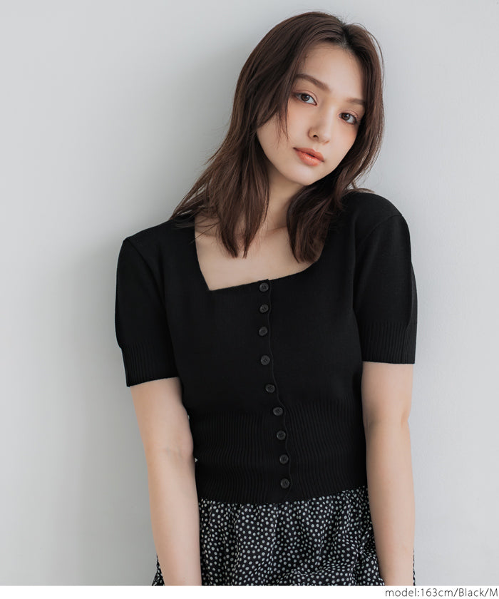 コカ coca ボタンニットカーディガン （Black） Black